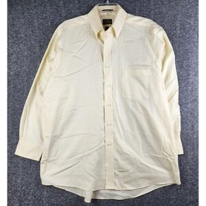 Eagle Shirtmakers Button Down Mens‎ 17 32/33 Cream Platinum Non-Iron Shirt